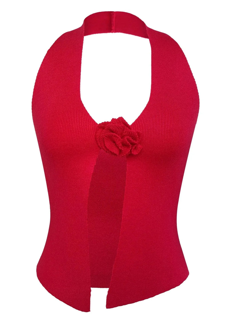 Rose Knit Halter Top